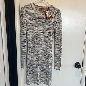 Missoni Cream & Navy Space-Dyed Knit Long Sleeve Dress